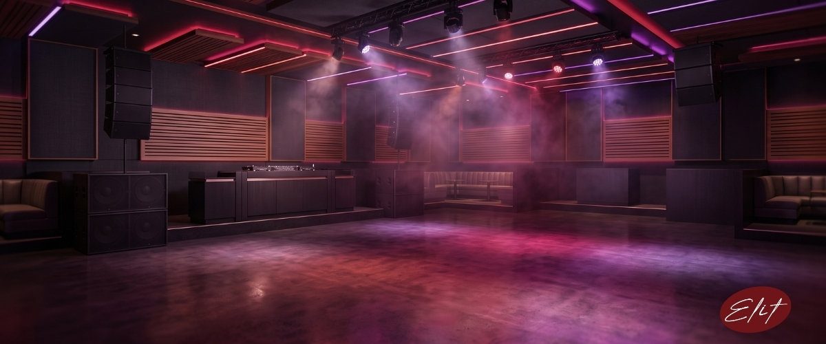 Elit Acoustic eğlence mekânları ses yalıtımı: gece kulübünde oda içinde oda ve yüzer döşeme uygulaması
