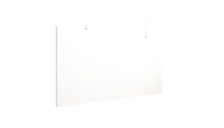 Beyaz kumaş kaplı tavandan askılı dikdörtgen akustik baffle panel ürün görseli