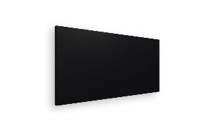 Tavandan askılı siyah kumaş kaplı dikdörtgen akustik baffle panel yakın ürün görseli