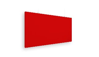 Koyu kırmızı kumaş kaplı tavandan askılı dikdörtgen akustik baffle panel