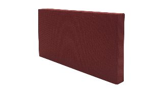 Bordo ince dokuma kumaş kaplı akustik panel, açılı stüdyo görünümü