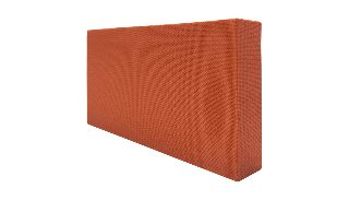 Kiremit turuncusu keten dokulu kumaş kaplı akustik panel, açılı görünüm