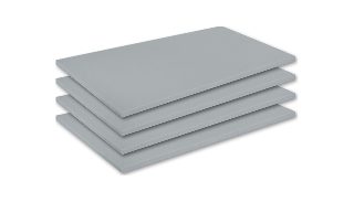 Üst üste dizilmiş gri Basotect sünger panel plakaları