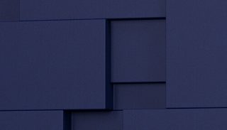 Camira Fiji lacivert kumaşla oluşturulmuş hacimli, bloklu akustik panel yüzey deseni