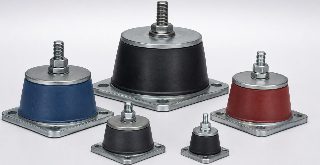 Farklı sertlik ve boyutta elastomer makine titreşim takozları, stüdyo zemininde grup kompozisyonu