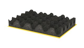 Yatay konumdaki yapışkanlı yumurta sünger ve dalgalı ön kenarı