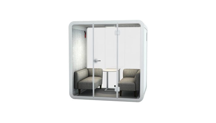 Açık ofis kabini beyaz iki kişilik koltuklu kabin