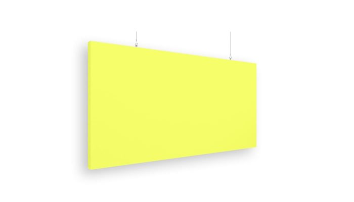 Neon sarısı kumaş kaplı asılı dikdörtgen akustik baffle panel ürün görseli