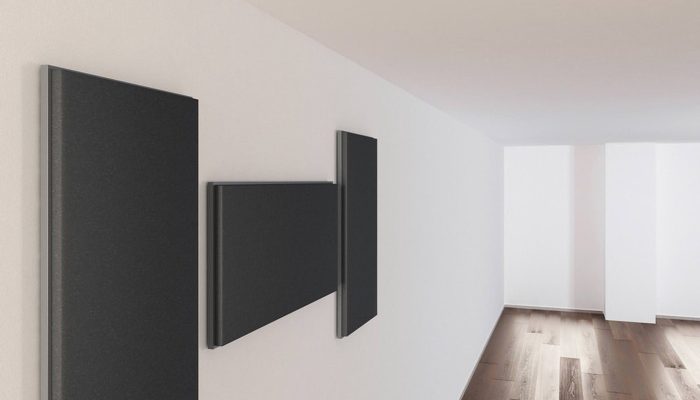 Duvara monte edilmiş tek siyah akustik panel