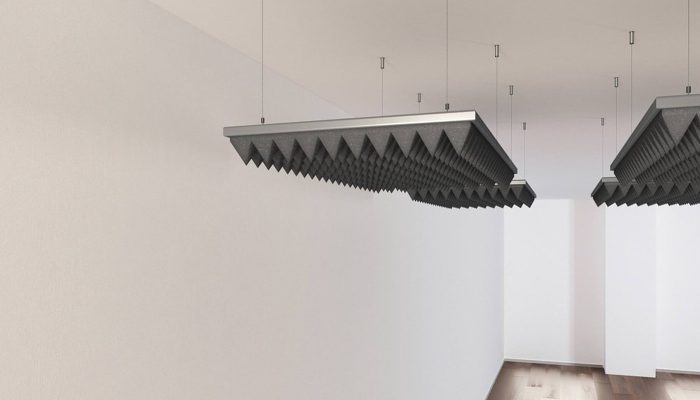 Antrasit piramit sünger baffle panellerinin tavandaki ikinci yerleşimi
