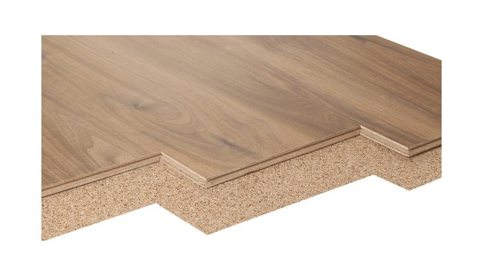 Laminat parke altındaki mantar şilte katmanının yakın kesiti