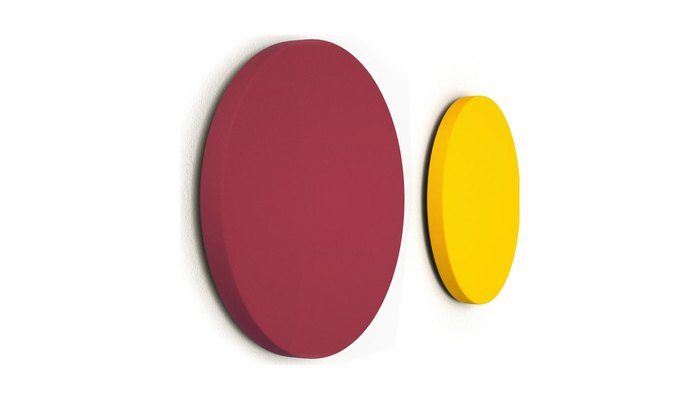 Bordo ve sarı oval akustik duvar panelleri
