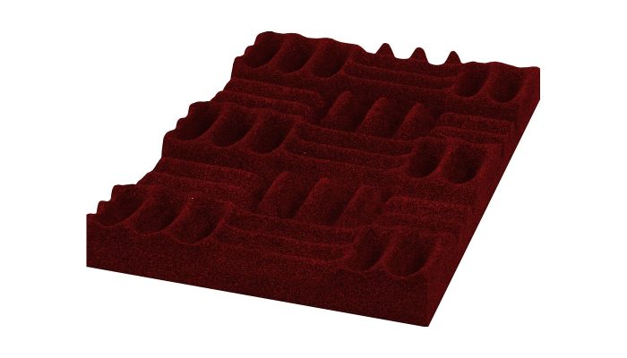 Bordo renkli labirent süngerin açılı görünümde çubuk ve oluk dokusu
