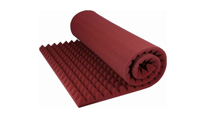 Bordo kırmızı piramit sünger rulosunun açılmış hali
