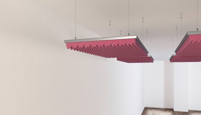 Tavana asılmış bordo yanmaz yumurta sünger baffle panelleri