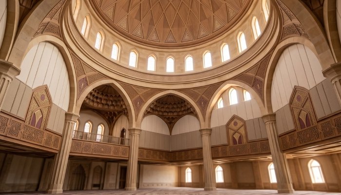 Elit Acoustic cami ve ibadethane akustiği: kubbe çınlamasını azaltan akustik panel uygulaması